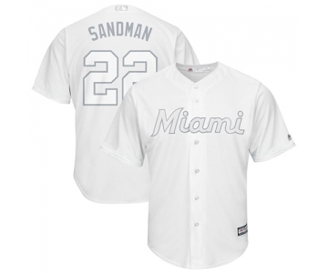 marlins #22 Sandy Alcantara White Sandman Players Weekend Cool Base Stitched Baseball Jersey
