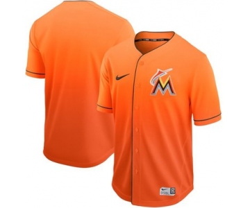 marlins Blank Orange Fade Authentic Stitched Baseball Jersey