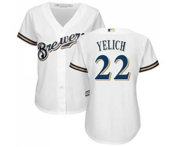 Brewers #22 Christian Yelich White Home Women's Stitched Baseball Jersey