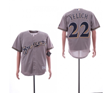 Men's Milwaukee Brewers #22 Christian Yelich Gray Cool Base Jersey