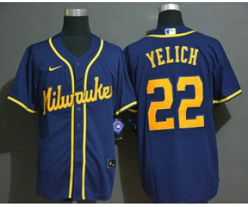 Men's Milwaukee Brewers #22 Christian Yelich Light Blue Stitched MLB Cool Base Nike Jersey