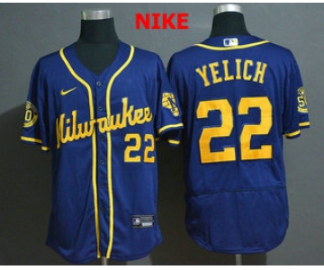 Men's Milwaukee Brewers #22 Christian Yelich Light Blue Stitched MLB Flex Base Nike Jersey