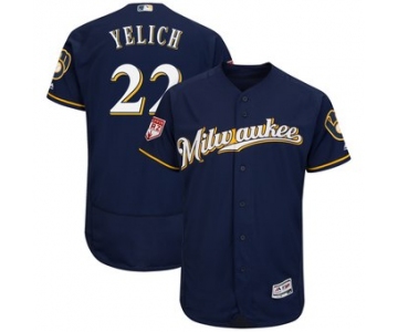 Men's Milwaukee Brewers 22 Christian Yelich Majestic Navy 2019 Spring Training Flex Base Player Jersey