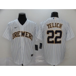Men's Milwaukee Brewers #22 Christian Yelich White Stitched MLB Cool Base Nike Jersey