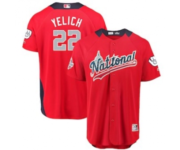 Men's National League #22 Christian Yelich Majestic Red 2018 MLB All-Star Game Home Run Derby Player Jersey