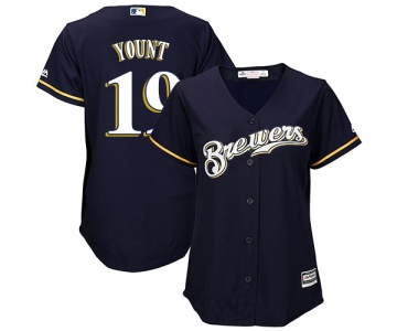 Brewers #19 Robin Yount Navy Blue Alternate Women's Stitched Baseball Jersey