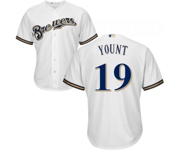 Brewers #19 Robin Yount White Cool Base Stitched Youth Baseball Jersey