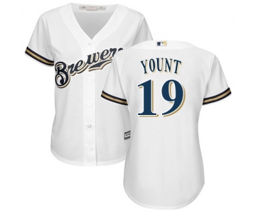 Brewers #19 Robin Yount White Home Women's Stitched Baseball Jersey