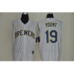 Men's Milwaukee Brewers #19 Robin Yount White 2020 Cool and Refreshing Sleeveless Fan Stitched MLB Nike Jersey