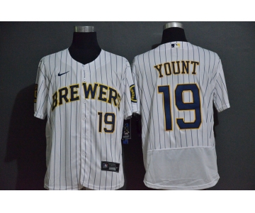 Men's Milwaukee Brewers #19 Robin Yount White Stitched MLB Flex Base Nike Jersey