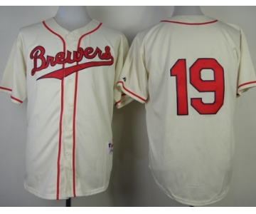 Milwaukee Brewers #19 Robin Yount 1948 Cream With Red Jersey