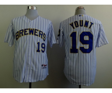 Milwaukee Brewers #19 Robin Yount White Pinstripe Jersey