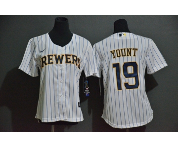 Women's Milwaukee Brewers #19 Robin Yount White Stitched MLB Cool Base Nike Jersey