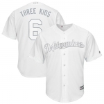 Brewers #6 Lorenzo Cain White Three Kids Players Weekend Cool Base Stitched Baseball Jersey