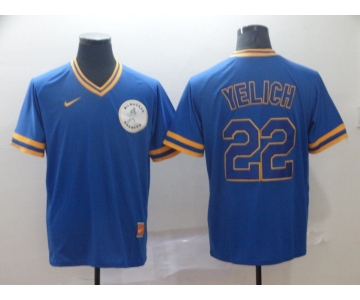 Men Milwaukee Brewers 22 Yelich Blue Game Nike MLB Jerseys