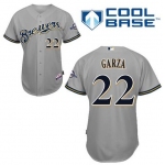 Men's Milwaukee Brewers #22 Matt Garza Gray Jersey