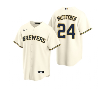 Men's Milwaukee Brewers #24 Andrew McCutchen Cream Cool Base Stitched Jersey