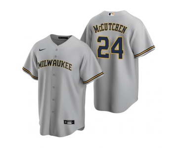 Men's Milwaukee Brewers #24 Andrew McCutchen Gray Cool Base Stitched Jersey