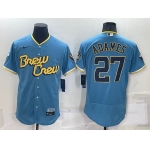 Men's Milwaukee Brewers #27 Willy Adames 2022 Powder Blue City Connect Flex Base Stitched Jersey