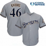 Men's Milwaukee Brewers #46 Corey Knebel Gray Road Stitched MLB Majestic Cool Base Jersey