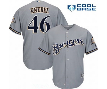 Men's Milwaukee Brewers #46 Corey Knebel Gray Road Stitched MLB Majestic Cool Base Jersey