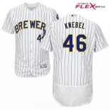 Men's Milwaukee Brewers #46 Corey Knebel White Pinstripe Stitched MLB Majestic Flex Base Jersey