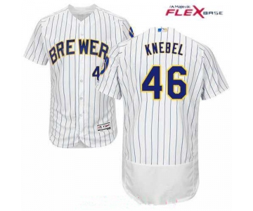 Men's Milwaukee Brewers #46 Corey Knebel White Pinstripe Stitched MLB Majestic Flex Base Jersey