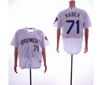 Men's Milwaukee Brewers #71 Josh Hader White Cool Base Jersey