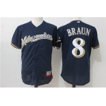 Men's Milwaukee Brewers #8 Ryan Braun Navy Blue Milwaukee Stitched MLB Majestic Cool Base Jersey