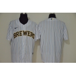 Men's Milwaukee Brewers Blank White Stitched MLB Cool Base Nike Jersey