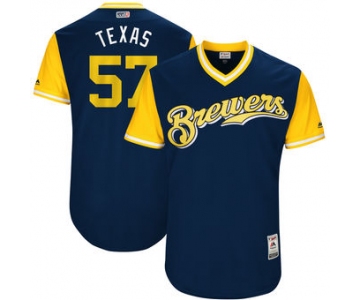 Men's Milwaukee Brewers Chase Anderson Texas Majestic Navy 2017 Players Weekend Authentic Jersey