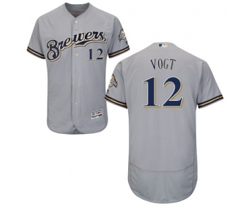 Milwaukee Brewers #12 Stephen Vogt Grey Flexbase Authentic Collection Stitched MLB Jersey