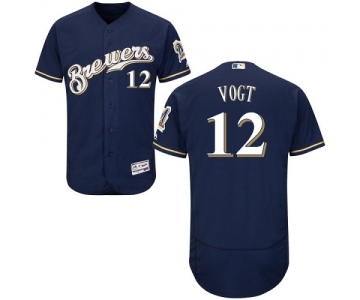 Milwaukee Brewers #12 Stephen Vogt Navy Blue Flexbase Authentic Collection Stitched MLB Jersey