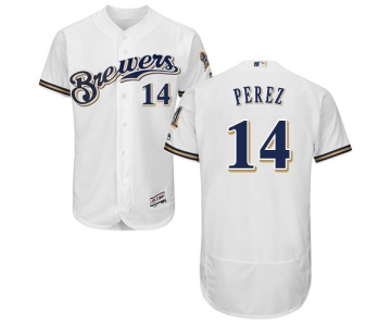Milwaukee Brewers #14 Hernan Perez White Flexbase Authentic Collection Stitched Baseball Jersey