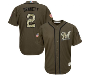 Milwaukee Brewers #2 Scooter Gennett Green Salute to Service Stitched MLB Jersey