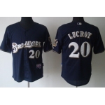 Milwaukee Brewers #20 Jonathan Lucroy Navy Blue Jersey