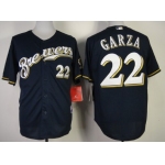 Milwaukee Brewers #22 Matt Garza Navy Blue Jersey