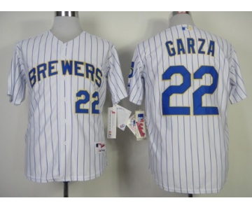 Milwaukee Brewers #22 Matt Garza White Pinstripe Jersey