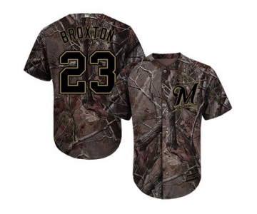 Milwaukee Brewers #23 Keon Broxton Camo Realtree Collection Cool Base Stitched MLB Jersey