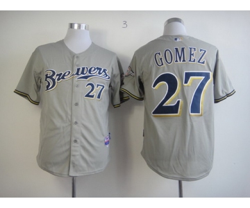 Milwaukee Brewers #27 Carlos Gomez Gray Jersey