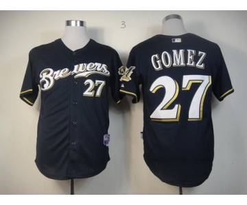 Milwaukee Brewers #27 Carlos Gomez Navy Blue Jersey