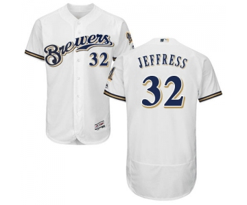 Milwaukee Brewers 32 Jeremy Jeffress White Flexbase Authentic Collection Stitched Baseball Jersey