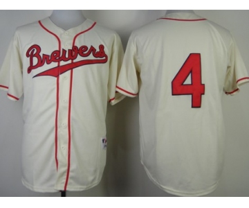 Milwaukee Brewers #4 Paul Molitor 1948 Cream With Red Jersey