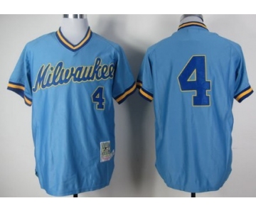 Milwaukee Brewers #4 Paul Molitor 1982 Light Blue Throwback Jersey