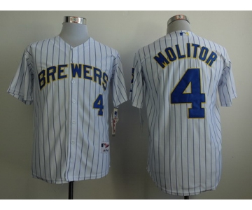 Milwaukee Brewers #4 Paul Molitor White Pinstripe Jersey