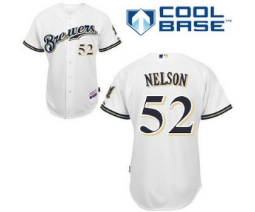 Milwaukee Brewers #52 Jimmy Nelson White Jersey