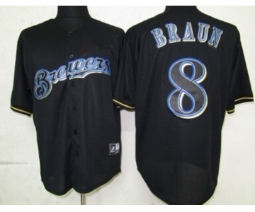 Milwaukee Brewers #8 Ryan Braun Black Fashion Jersey