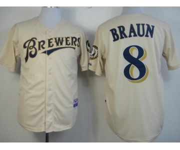 Milwaukee Brewers #8 Ryan Braun Cream Jersey