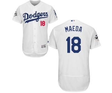 Men's Los Angeles Dodgers #18 Kenta Maeda White Flexbase Authentic Collection 2017 World Series Bound Stitched MLB Jersey