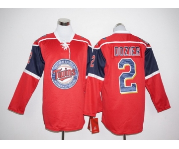 Men's Minnesota Twins #2 Brian Dozier Red Long Sleeve Baseball Jersey